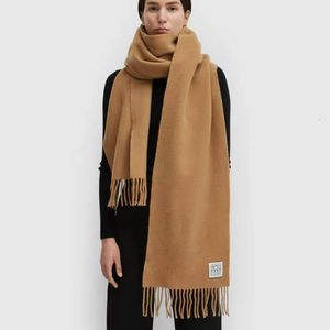 Halsdukar Fashion Luxury Women Pashmina Wraps Sweden Brand Toteme Solid Simple Design Wool Shawl Man Lady Men 231101