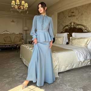 Elegante sirena abiti per la madre della sposa con maniche a sbuffo in rilievo formale pieghettato lungo arabo Dubai abito da sera da donna 326 326