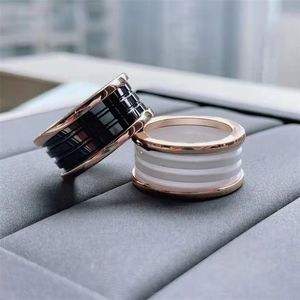 titanium steel love ring silver rose gold ring for lovers white black Ceramic luxury ring For gift