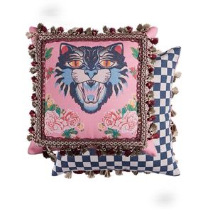 Luxury Decorative Pillow case designer classic top quality printing pillow case cushion cover size 45*45cm and 30*50cm tassel pendant decoration for Home Textiles