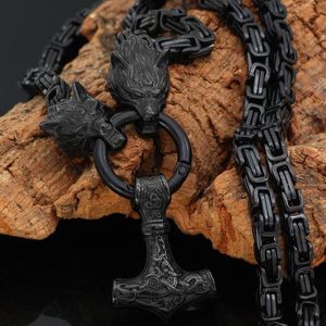 Punk Nordic Viking Never Fade Men Naszyjniki ze stali nierdzewnej Celtic Wolf Rune Akcesoria wisiorka King Chain Norse Amulet Biżuteria Y289S