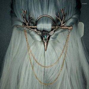 Grampos de cabelo velho vintage bruxa goth corvo esqueleto vara accessoires para mulher 2023 cheveux femme tendência chique ponto hairpin pauzinhos