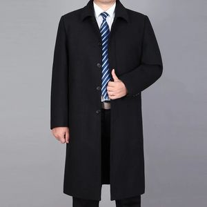 Misto lana da uomo Moda di arrivo Cappotto invernale di alta qualità Abbigliamento Uomo più spesso Casual Xlong con bottoni ricoperti Cappotto da uomo Plus Size M5XL 231102