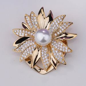 Mode Silber Farbe Hochzeit Broschen Simulierte Perle Perlen Brosche Blume Kragen Dressing Hijab Pins Mode Schmuck Geschenk