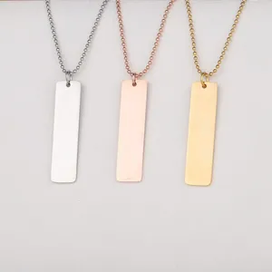 Pendant Necklaces 10pcs 50cm Mirror Polished Stainless Steel Necklace DIY Round Bead Chain Square Long Bar Women Trendy Jewelry