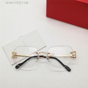 Новый модный дизайн для мужчин и женщин, оптические очки 0416O, металлическая оправа без оправы, легко носить, простой и популярный стиль, универсальные очки с прозрачными линзами
