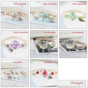 Chain Link Chain Women Adjustable Dried Flower Bracelets Bangle Grass Ball Jewelry Drop Delivery Jewelry Bracelets Dhgarden Dhsft
