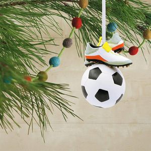 Estatuetas decorativas decorações de suspensão de natal esportes comemorativos acrílico fãs de futebol presentes porta janela parede árvore gota ornamento 2g