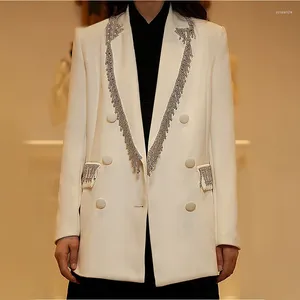 Women's Suits 2023 Niche Design Celebrity Light Luxury Wind Tassel Diamond Decoration Loose Small Suit Jacket Female Blazer Women