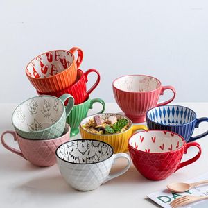 Mugs Creative Personality Breakfast Cereal Cute Ceramic Milk Cups Household Large Capacity Coffee Oatmeal Drinkware Office Gifts