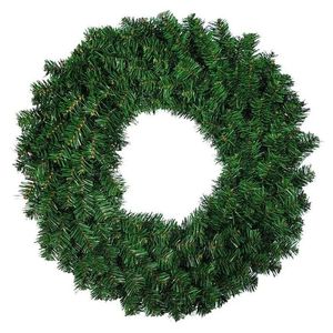 Decorative Flowers Wreaths 1 Pcs Green Artificial Pine Wreath Garland For Front Door Window Fireplace Christmas Decoration 231102