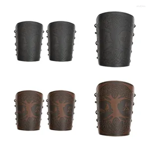 Diz Pedler Vikingsbracers Medieval Dreathers Bracers kol kola deri eldiveni bileklik punk muhafızları erkek kadın kostüm