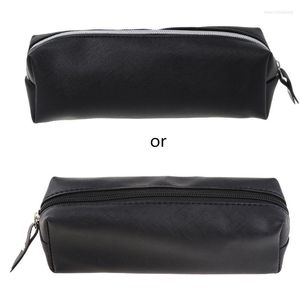 Large Capacity Leather Makeup Bag Case Pen Pencil Pouch Stationery Box Purse