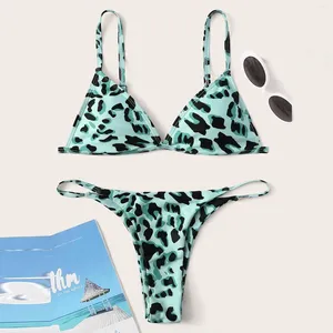 Women's Swimwear 2023 Women Bikinis Sexy Leopard Print Low Waist Two Pieces Bra Thong Bikini Set Push-Up Brazilian Swimsuit Beachwear