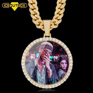 New Oversize Big Round Custom Picture Pendant Necklace Personality Men's Hip Hop Jewelry Exaggeration Rap Style Cubic Zirconi237x