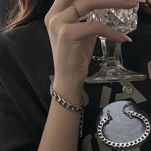 Link Bracelets Stainless Steel Adjustable Flat Smooth Surface Women Cuban Bracelet With 5cm Extendsion Chain Female Arm Jewelry