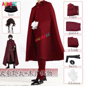 Tetchou Suehiro Bungo Stray Cosplay Costume Wig Av Köpekleri Takım Kırmızı Üniforma Erkekler Şapka Pelerin Eldivenleri Tam Setler XS-3XL Cosplay