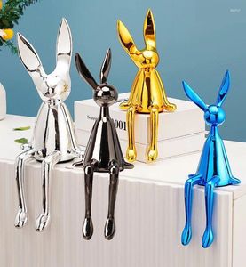 Estatuetas decorativas estátua bonito animal resina esculturas nórdicas casa tv decorações de mesa criativo galvanizado artesanato brilhante