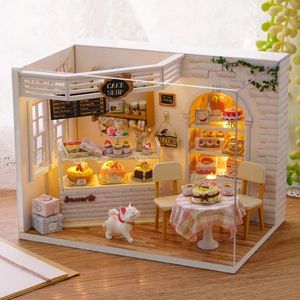 Doll House Accessories Cakery doll house mini diy small kit making room princess toys home bedroom decorations with furniture wooden 231102