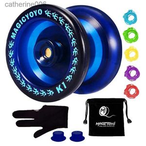 Yoyo yo bola conjunto de brinquedos clássico mágico yoyo profissional iniciante atlético k1 metal yoyo presente com luva de corda para crianças l231102