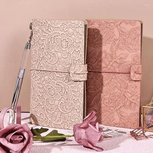 Seyahat Defter Vintage Avrupa 3D Dantel Oyma Çiçek Kapağı Taşınabilir Öğrenci Dergisi Scrapbook Diary Okul Malzemeleri