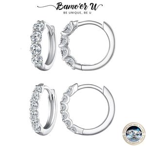 Stud U Earrings 925 Sterling Silver Ear Buckle Sparking Round Hoop Wedding Jewelry Gift for Women 35mm D Color 231101