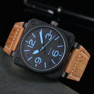 2023 Orologi da polso meccanici automatici da uomo Orologio da polso in pelle marrone campana Orologio da polso in gomma Ross nera