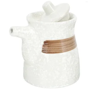 Bottiglie per la conservazione Salsa di soia giapponese Pentola per condimenti Barattolo di aceto Bottiglia contenitore Barattoli per olio in ceramica Piccolo dispenser bianco