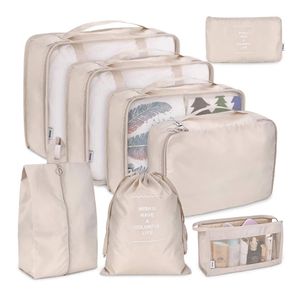 Scatole portaoggetti Contenitori 8 pezzi Set Borse portabagagli di grande capacità per imballaggio Cubo Vestiti Biancheria intima Borsa cosmetica per organizer da viaggio Custodia per articoli da toeletta 230331