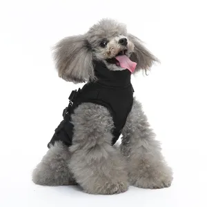 Casaco impermeável para cães, roupas para cães com peito e costas, jaqueta com zíper e arnês de inverno, roupas de inverno para cães pequenos e médios, preto