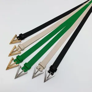Cintos de alta qualidade couro positivo cinto de agulha verde para mulheres cintura minimalista com guarnição 2.0 slim