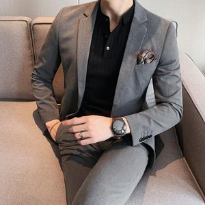 Men's Suits 2023 Elegant Fashion Job Interview Gentleman Suit Formal Slim Fit Business Office Male 2-piece Set Men's Designer Clothes
