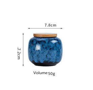 Ceramic Tea Box Sugar Jar Green Tea Storage Glaze Kiln Change Tea Caddy with Wood Lid Canister Kitchen Teaware Tool8595075