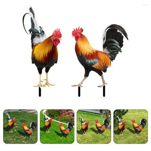 Garden Decorations Decorative Stakes Outdoor Rooster Figurines Stake Acrylic Chicken Yard Sculpture Farm Animal Lawn For Home