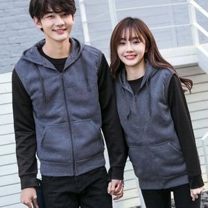 Men's Hoodies 2023spring Hooded Cardigan Couple's Vest Coat Solid Color Student's Foreign Trade