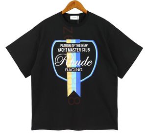 남자 티셔츠 2023 최고 장인 정신 Rhude Mens T 셔츠 여름 패션 디자이너 Tshirts Street Casual Short Sleeve Beach Style Tees Cotton Printing Shirt 1-1