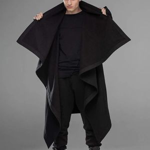 Herr ull blandar anbenser oregelbunden kappa vindbrytare män täcker streetwear turtleneck mode män cape ytterkläder punk stil jackor man s-5xl 231102