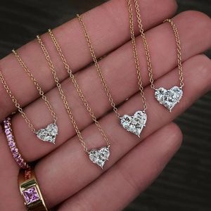 Sautoirs 100% 925 Sterling Silver Fille Femmes Bijoux Mignon Belle Étincelle Bling Cz Petit Coeur Collier 231101