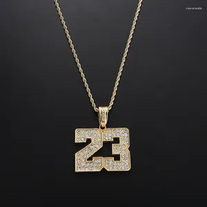 Naszyjniki wisiorek Hip Hop Rhinestone Basketball Numer 23 dla mężczyzn pokręcony łańcuch Rock Rapper Choker Biżuter Prezenty