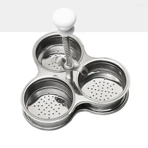 Double Boilers Three Grid Stainless Steel Egg Poaching Cooker Pot Steam Basket For Stovetop Cooking Kitchen (Silver)