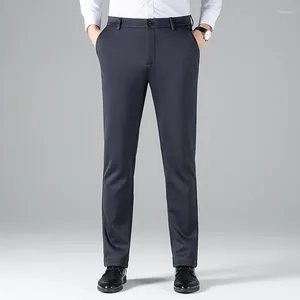 Męskie garnitury męskie Business Casual Pant Black Grey Navy Odpowiednie spodnie biuro nosza nylon spandeksowy mieszany tkanina elegancka 4 sezon