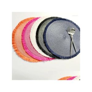 Mats & Pads Table Mats 1Piece Round Placemat Pp Weave Waterproof Braided Dining Coasters Set Bowl Pad Cutlery Decoration Drop Delivery Dhu2M