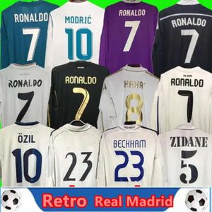 Qqq8 retro camisas de futebol manga longa camisas de futebol Guti Ramos Seedorf Carlos 10 11 12 13 14 15 16 Ronaldo Zidane Raul 00 01