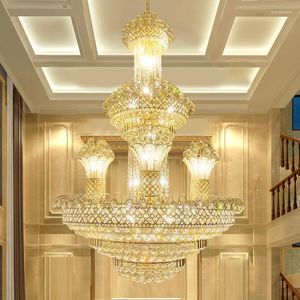 Chandeliers American Gold Crystal Lights Fixture LED Modern Golden Chandelier Lamps European Luxury Villa Loft Home Hall Lustre