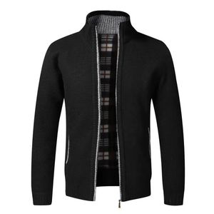 Mens Wool Blends Autumn Winter Warm Cardigan Men Fleece dragkedja tröjor Jackor Slim Fit Sticked tröja Tjock tröjor 231101