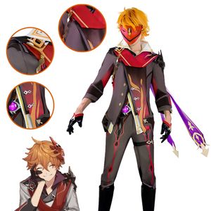 Gioco Genshin Impact Demone Thunder King Tartaglia Axe Costume Cosplay Fatui Versione Devil Puntelli Parrucca Scarpe da Combattimento da Uomo Vestito cosplay