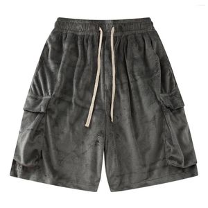 Männer Shorts Fracht Harajuku Hip Hop LACIBLE Seite Taschen Samt Baggy Kurze Hosen Mode Joggen Sommer Lose Streetwear Männer Hose