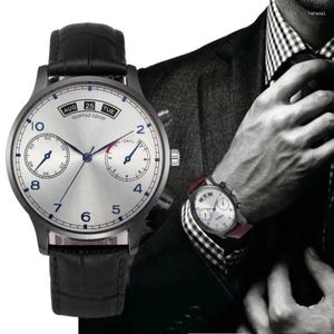 Wristwatches MIGEER Fashion Mens Watches Leather Band Quartz Sport Reloj Hombre Relogio Masculino Erkek Analog Kol Saati