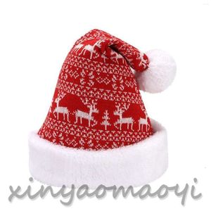 2023 Ball Caps Roll Up Hat Winter Christmas Wool Deer Snow Flannel Adult Knitted Baseball Cap Support