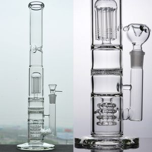 15.8 '' Tall Straight Tube Bong Arm Tree Prec Honeycomb Percolator Glass Vatten Bongs Tjocka DaB Rigs Recycler Rökning Pipe Hookah Bubbler Accessory